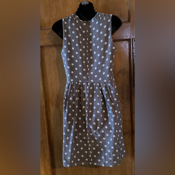 Madewell Polka Dot Midi Dress in Brown and White - Picture 3 of 10